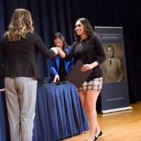 Emily shaking hands with Michelle